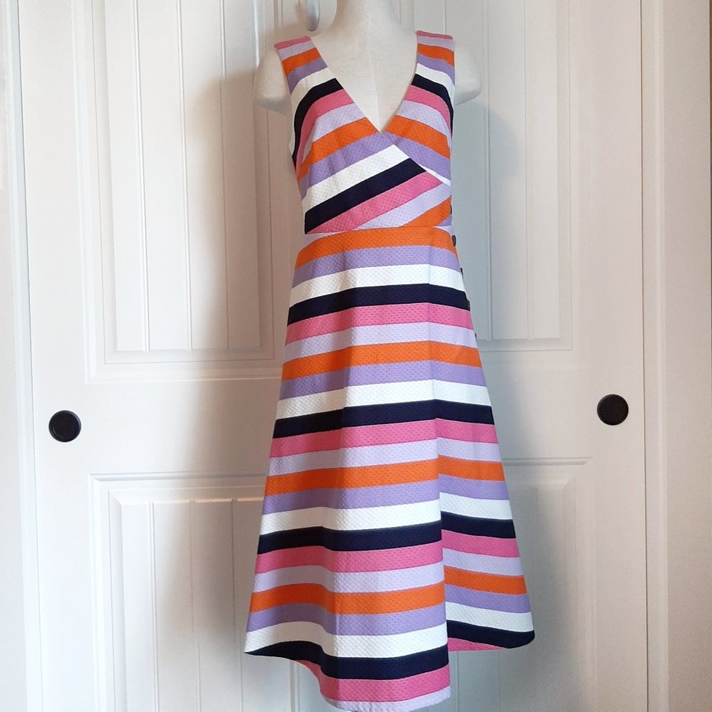 kate spade Striped Crossback Button Side Dress - 4